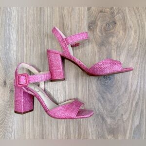 Jessica Simpson Pink Woven Block Heel Sandals Size 6.5M LNC